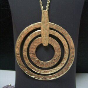 Gold Triple Circle Hammered  Necklace By Canvas